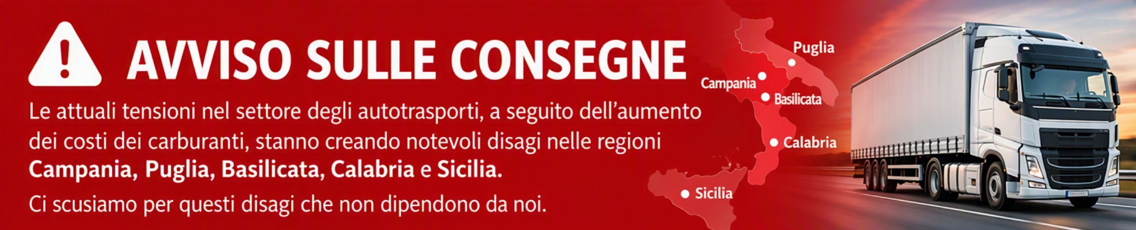 Disagi nelle spedizioni nel sud Italia